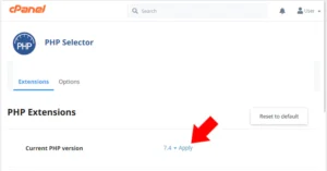 Apply current PHP version in cPanel